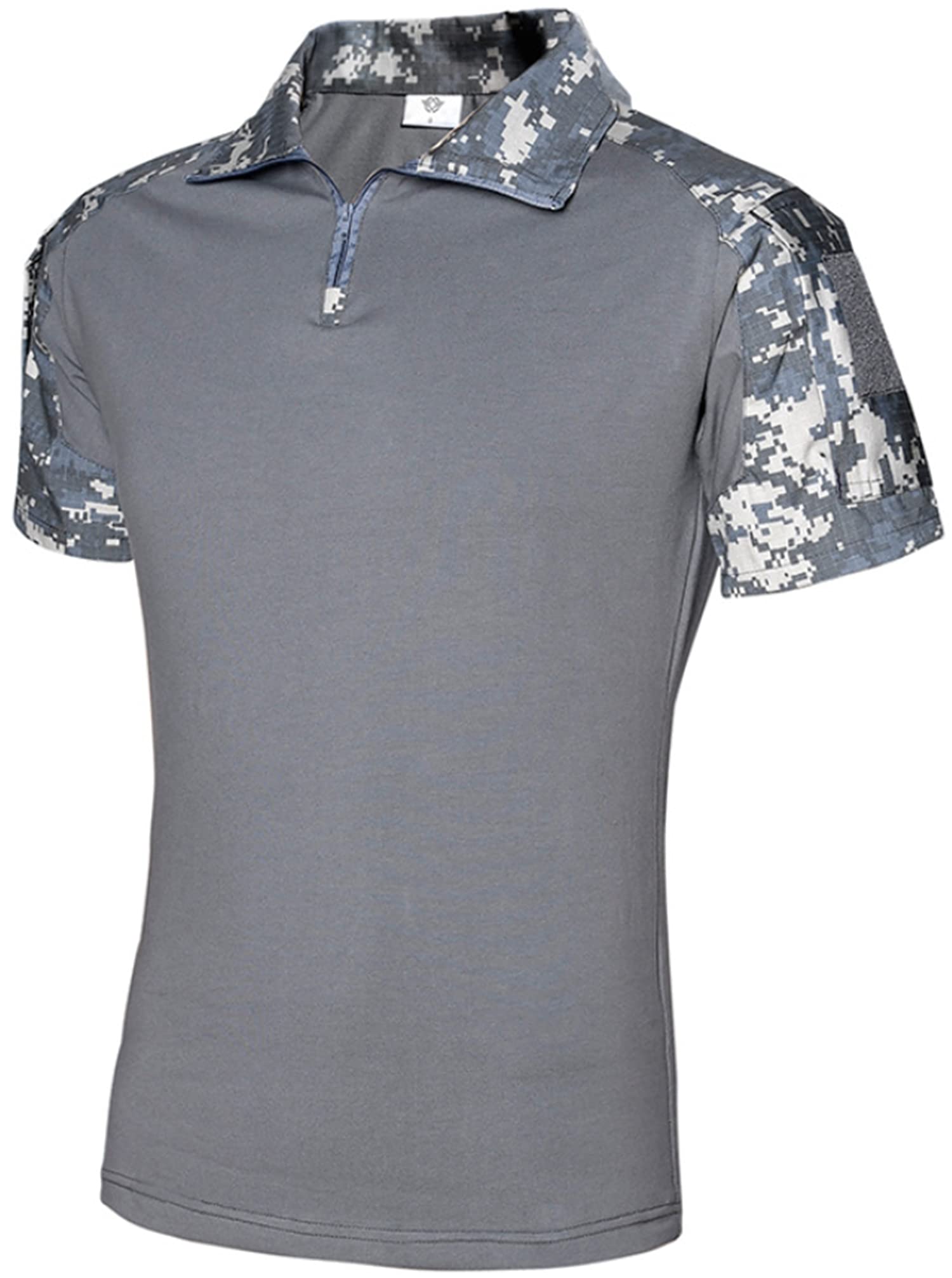 Czen Men's Short Sleeve Tactical Shirts Military Tee Outdoor Shirt Tactical Combat Shirt with Zipper (XL,ACU)