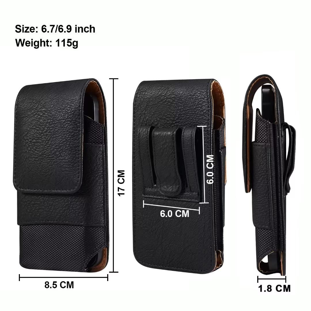 Small Cell Phone Waist Belt Bag For Men, Smartphone Belt Clip Holder, 6.9" PU Leather Water Resistant Mens Cellphone Belt Bag Mobile Phone Clutch Wallet Case Waist Pack Pocket With Belt