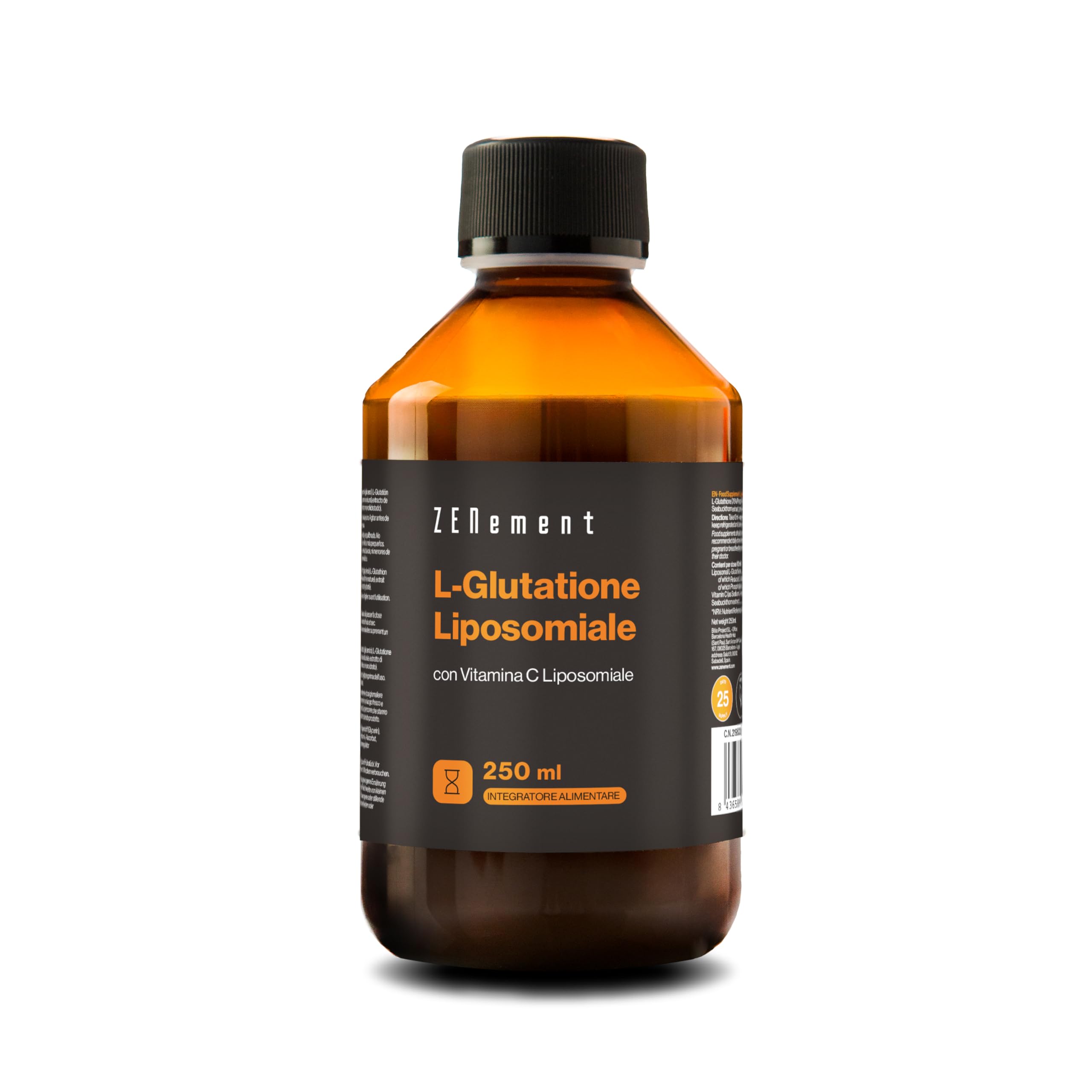 Glutatione Liposomiale con Vitamina C | Antiossidante, Anti-​invecchiamento | Alto Dosaggio ed Assorbimento, Alta Biodisponibilità | 250 ml | Vegano | Zenement