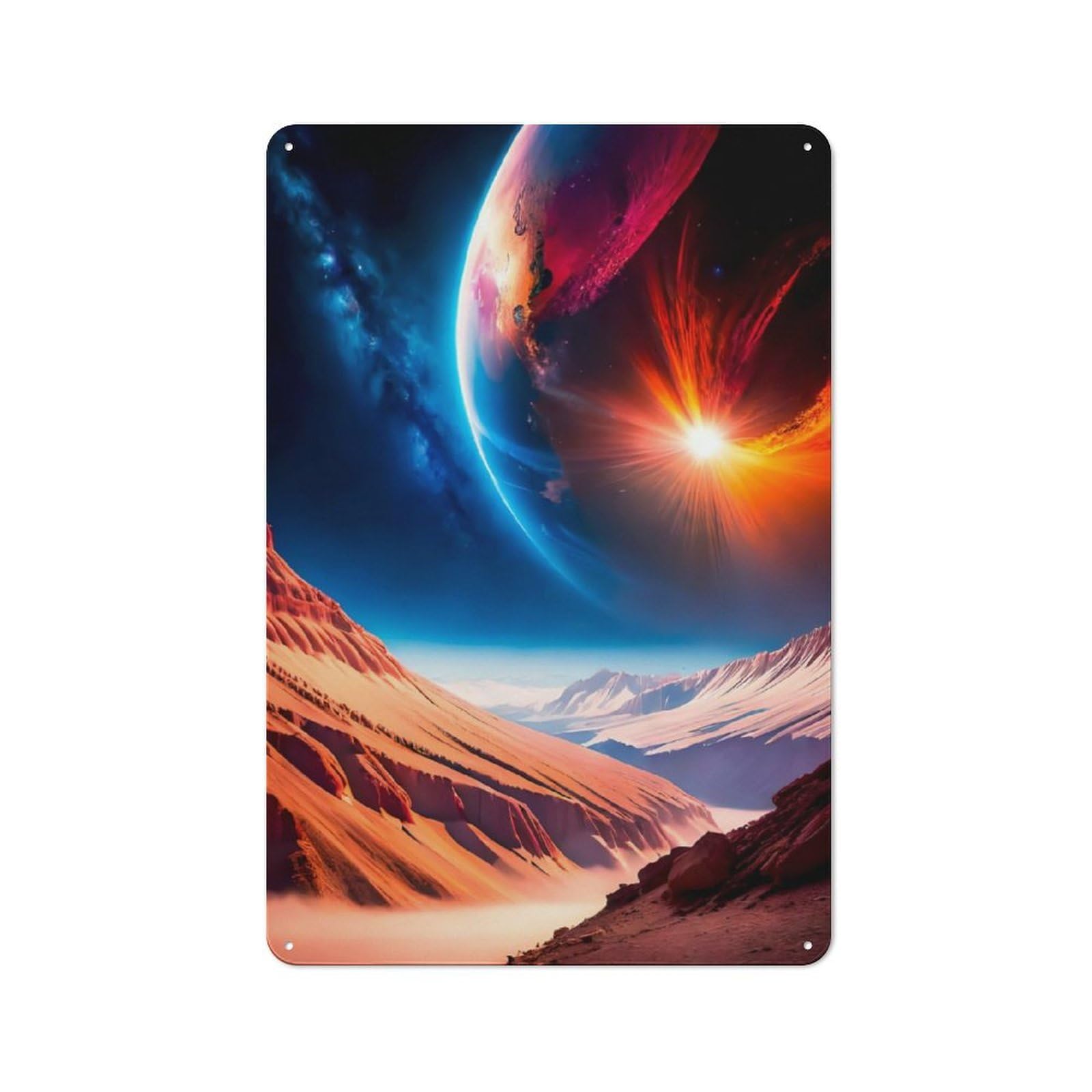 Junmoney Celestial Landscapes Vintage Tin Wall Plaque 30X20cm For Workshop Wall, A Decorative Christmas Gift For Makers And Diy Enthusiasts