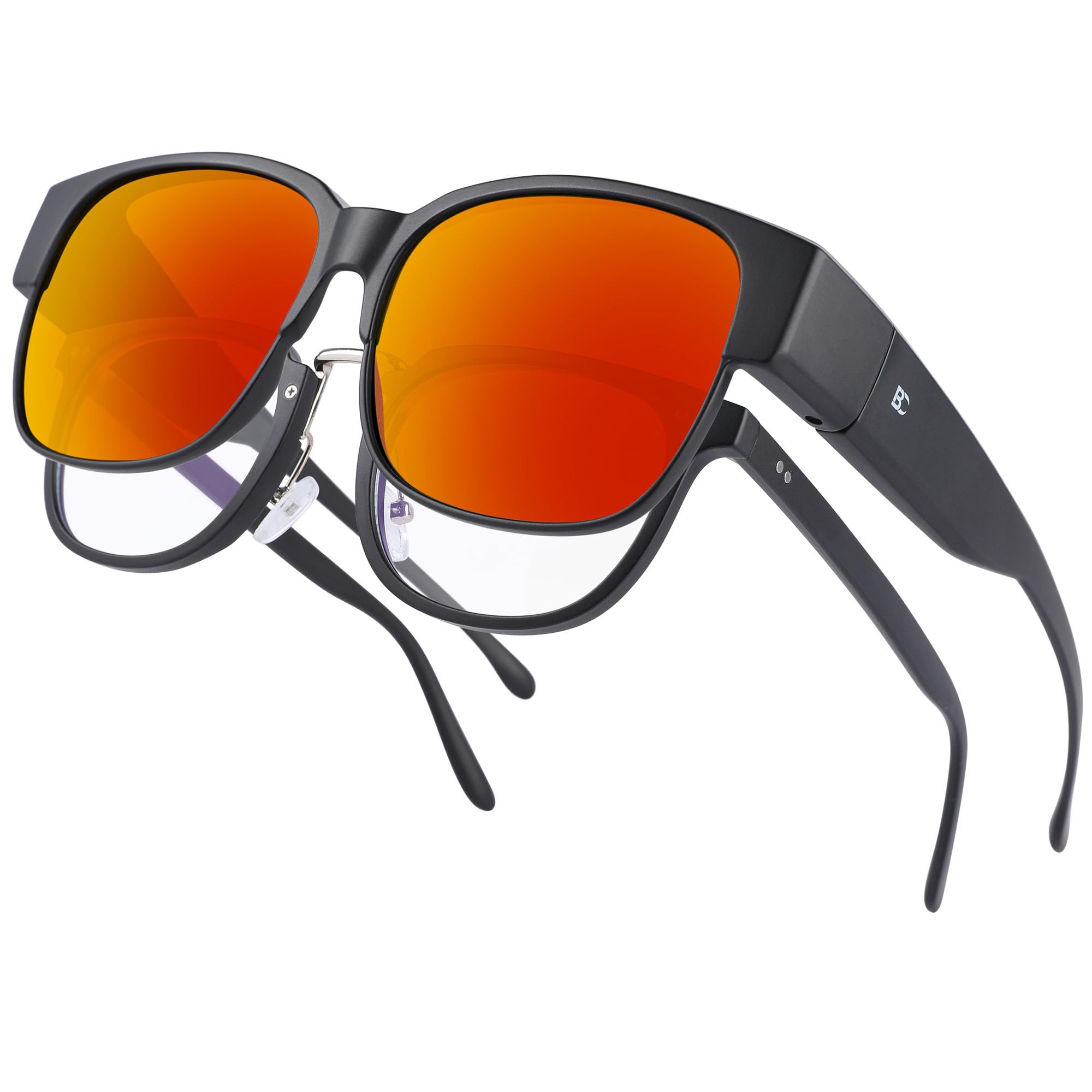 BIRCEN Lunettes de soleil polarisées : à porter par-dessus des lunettes de soleil pour homme et femme, protection UV