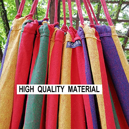 Image of GOCAN Brazilian Double Hammock 2 Person Extra Large Canvas 250x160cm Total Length 350cm Load 500lb Cotton Hammock for Garden Outdoor and Indoor