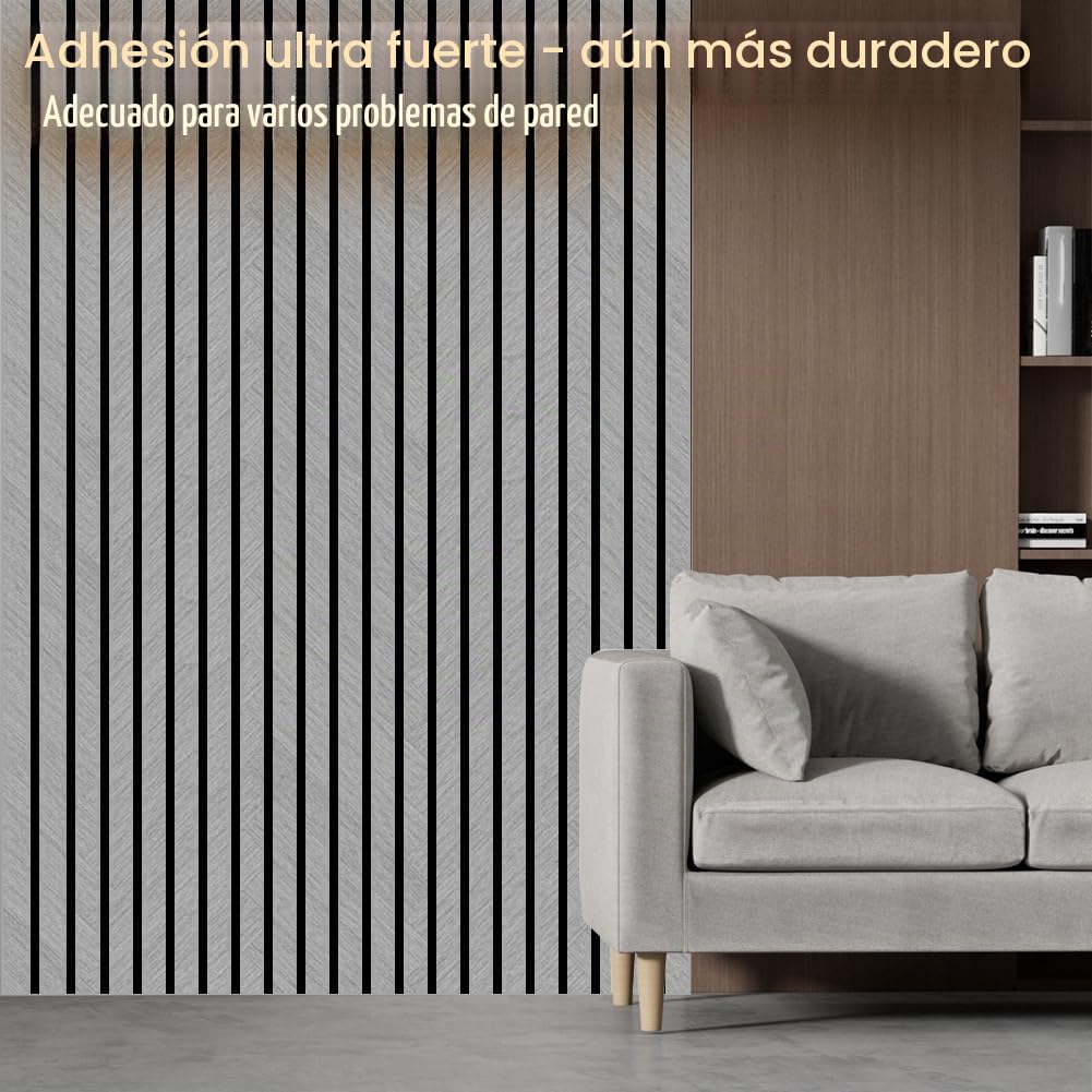 LOMUG Paneles acústicos autoadhesivos de madera 300x40cm, paneles de pared con aspecto de madera, decoración de pared 3D, panel de lamas de protección acústica de chapa de madera, paneles para techos