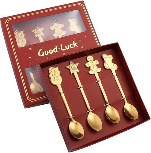 Juego de cucharas de Navidad, cuchara de café creativa de acero inoxidable, cucharas de té de Navidad para revolver, mezclar, batidos, mermelada,