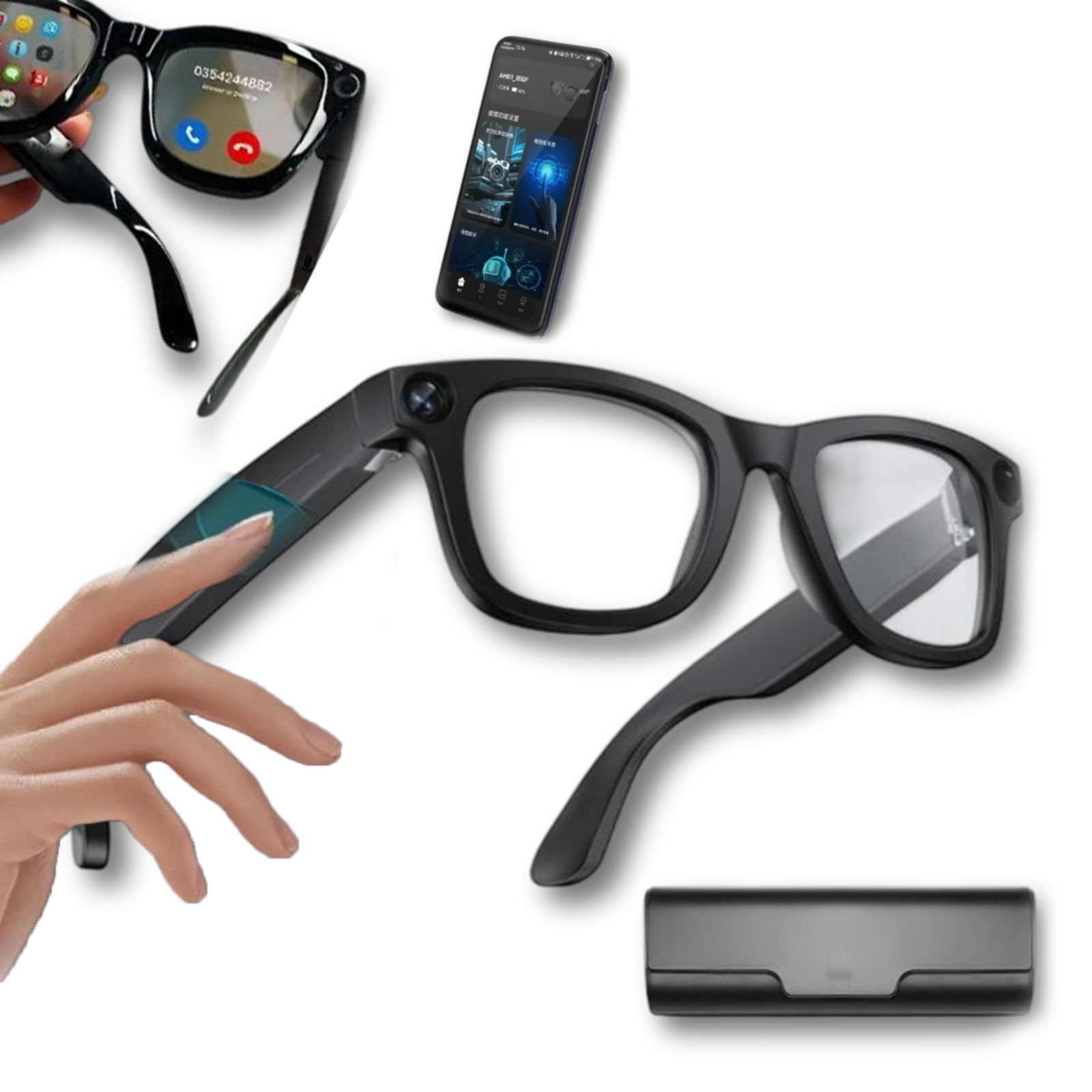 CyanVue AI Smart Glasses, 2025 KI übersetzer brille mit kamera 8mp Blaulichtfilter, AI Real-Time Translation(144 Sprachen), Freisprechen & Musik & Sprachassistent für Business, Reisen (Anti bluelight)