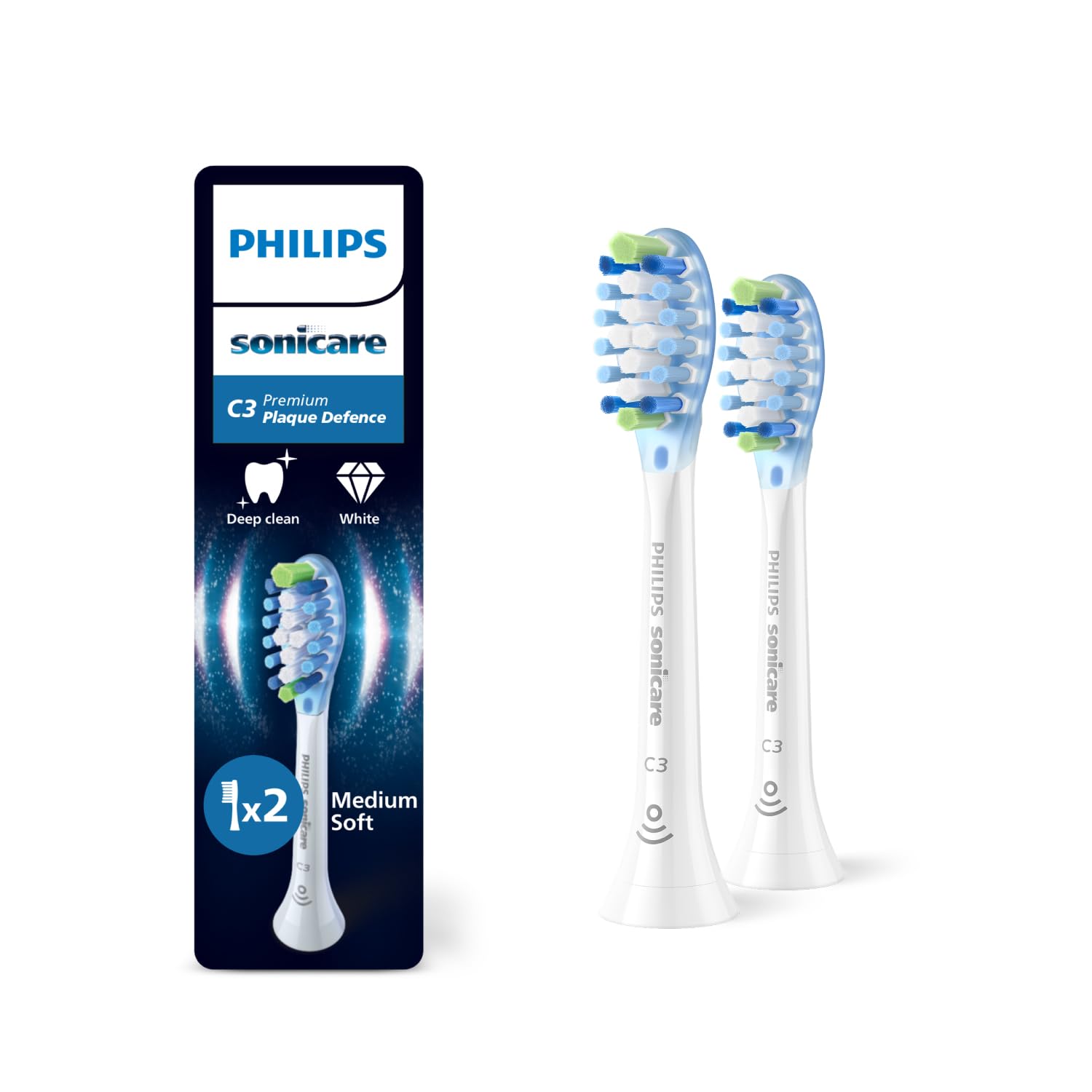 Philips Sonicare Premium Plaque Defence Yedek Başlık, 10 Kat Daha Fazla Plak Temizliği, Yumuşak Fırça Başlığı, 2’li Paket, Beyaz, HX9042/87