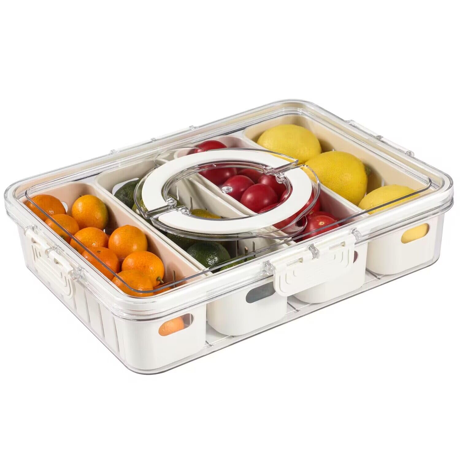 Lot De 2 Boîtes à Goûter Compartimentées - 4 Et 8 Cases, Couvercle Transparent, Poignée
