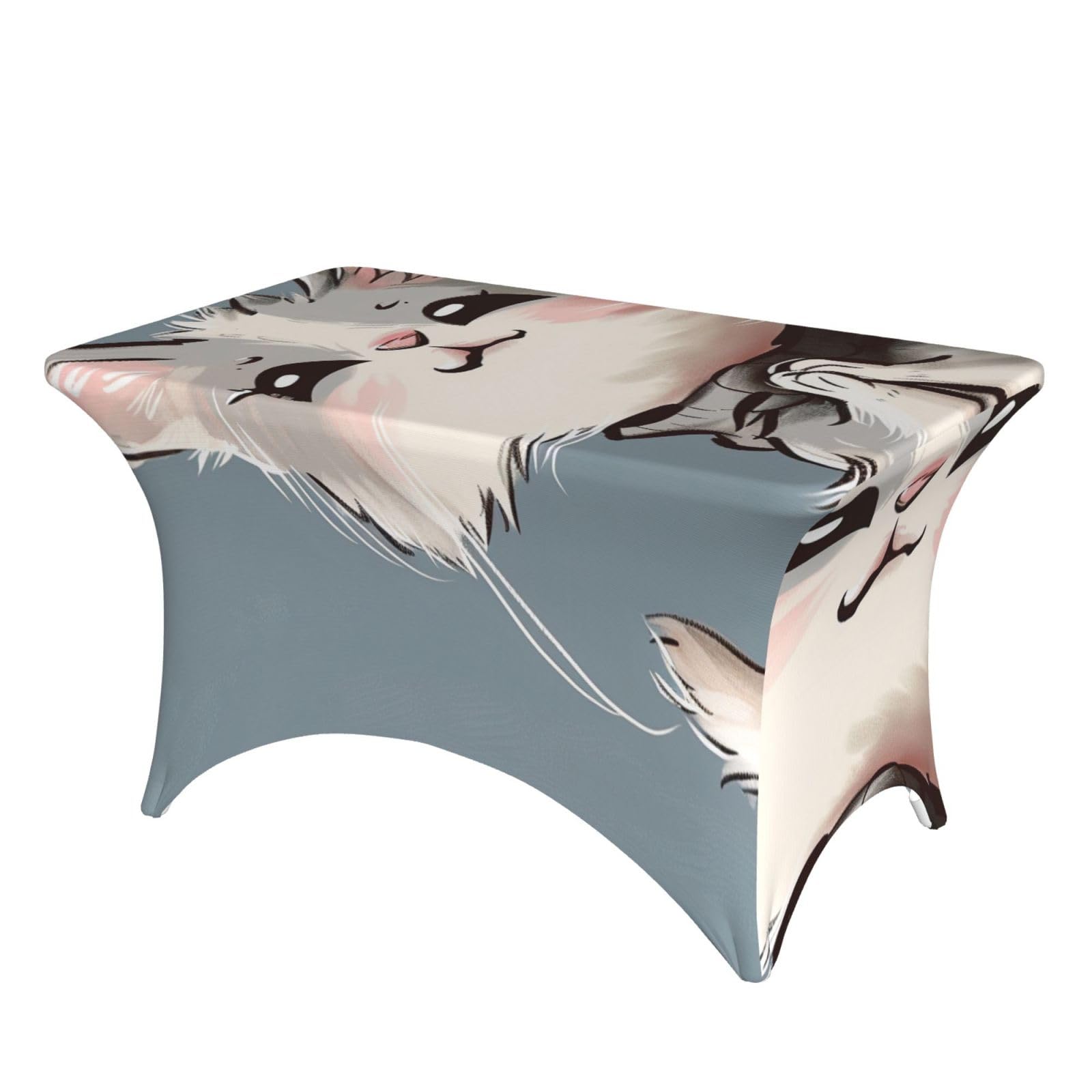 Nappe chat dessin animé avec élastique lavable pour table ronde