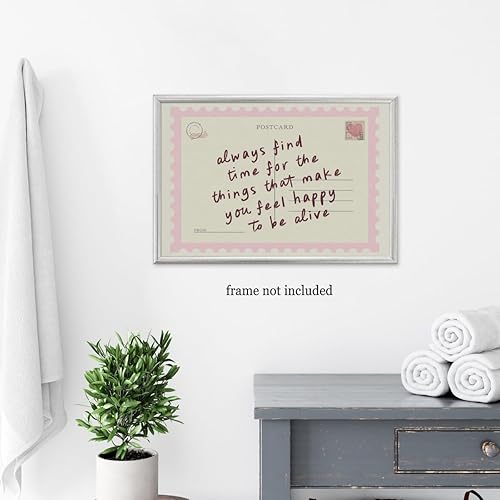 Miniatura 6 de Arte de pared inspirador para mujer, póster rosa con texto en inglés "Always Find Time", impresión retro de afirmación, regalo estético para el