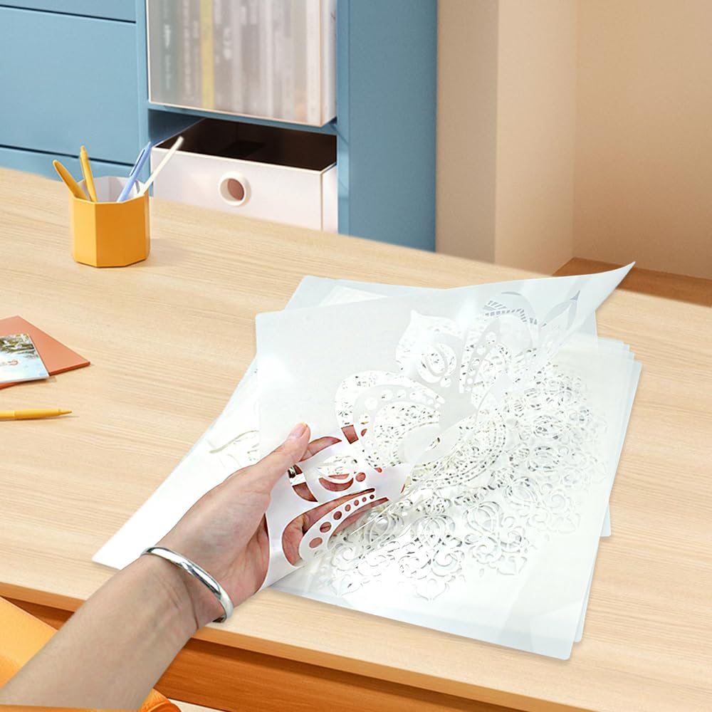 Set De 4 Pochoirs Mandala 30x30cm - Po-choirs Réutilisables Pour Peinture Sur Bois, Mur, Sol | Art DIY Décoratif