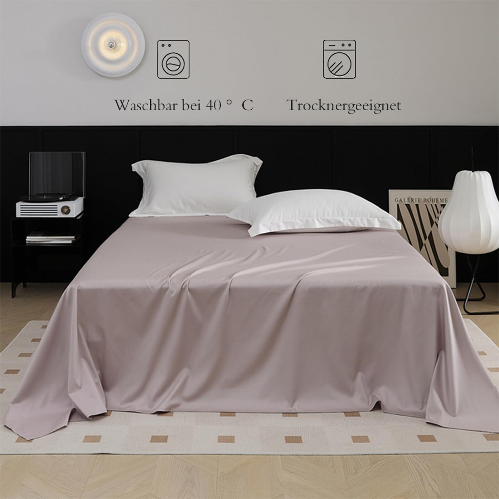 Bettlaken 245 x 250cm Leintuch ohne Gummizug Hellbraun