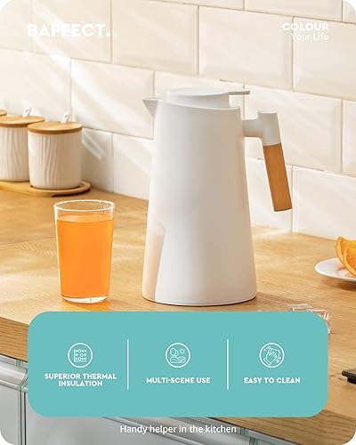 Miniatura 2 de Baffect Jarra térmica de café, frasco aislado al vacío de doble pared de plástico mejorado con forro de vidrio chapado en cobre para bebidas