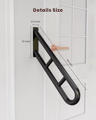 Miniatura 2 de Pasamanos para barra de agarre al aire libre, pasamanos de montaje en pared, pasamanos de 25.8 pulgadas para garaje, porche, jardín, escaleras de 1