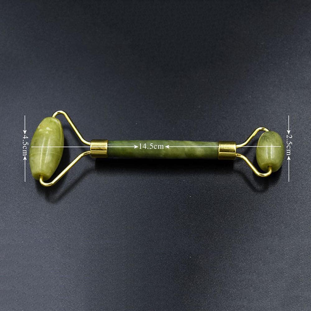 Doppelkopf Gesichtsmassage Roller Jade Stein Gesicht Thin Massagegerät Relaxation Werkzeug Grüne Jade Roller-1 stück