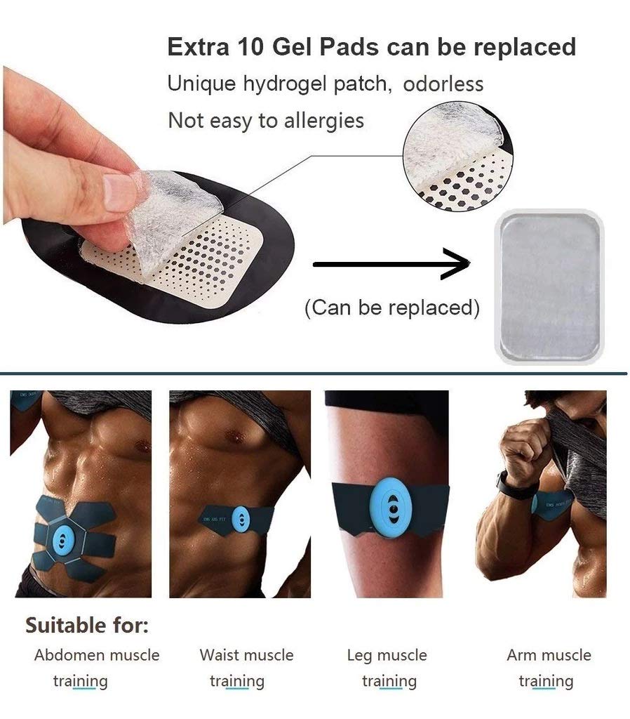 Agam 12 PCS Soft Replacement Gel Pads Masal Toner ABS Stimulator Machine EMS Toning Belt Agam 12 PCS Soft Replacement Gel Pads Masal Toner ABS Stimulator Machine EMS Toning Belt