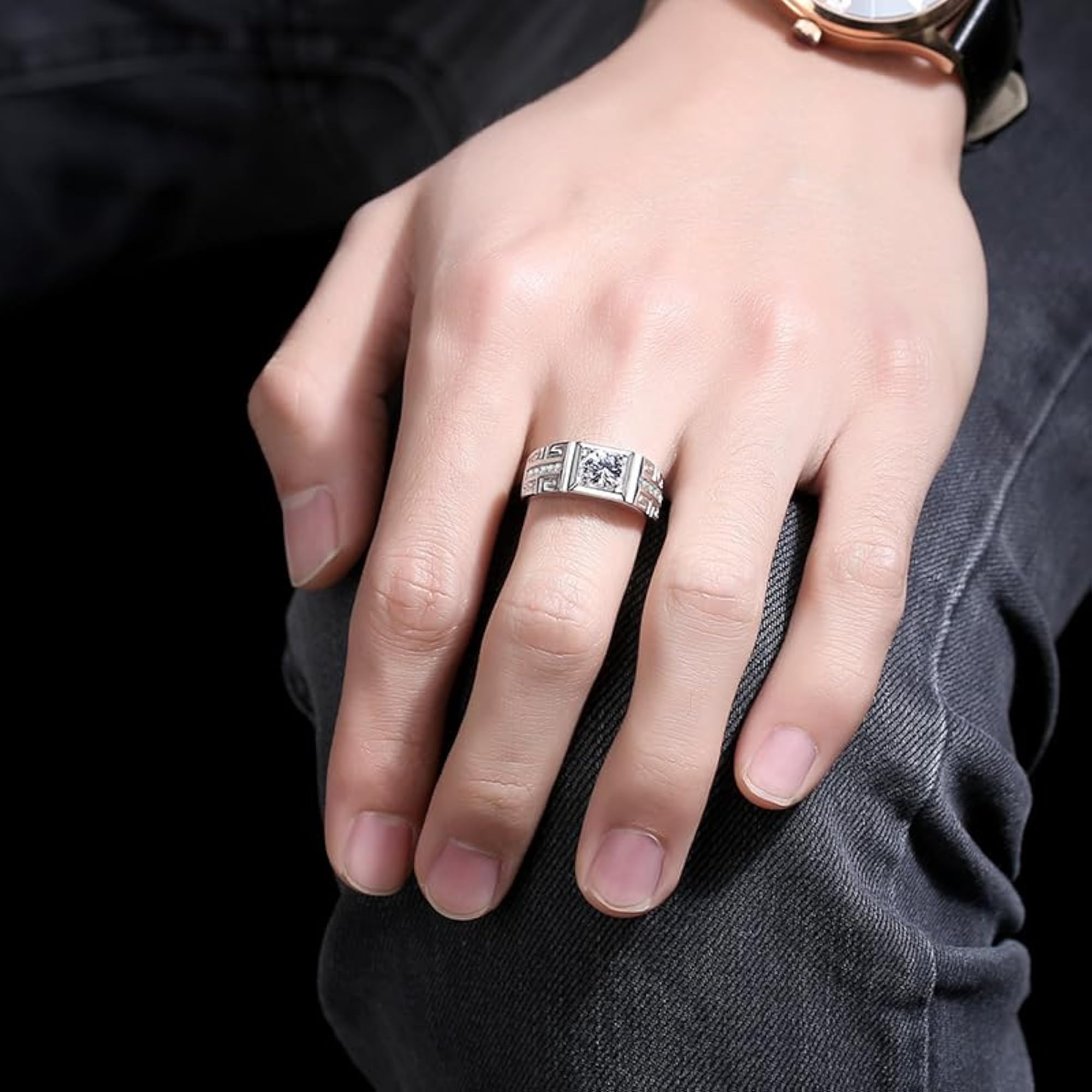 Stylish Adjustable Silver Finger Ring for Men