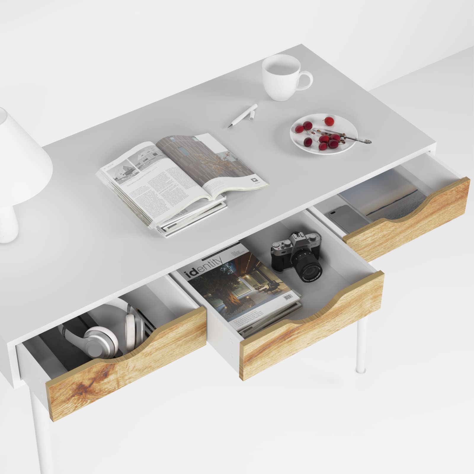 sogesfurniture Schreibtisch Computertisch Modern mit 3 Schubladen, Make-up Schminktisch, Schreibtisch Arbeitszimmer Schreibtisch für Home Office, Schminktisch