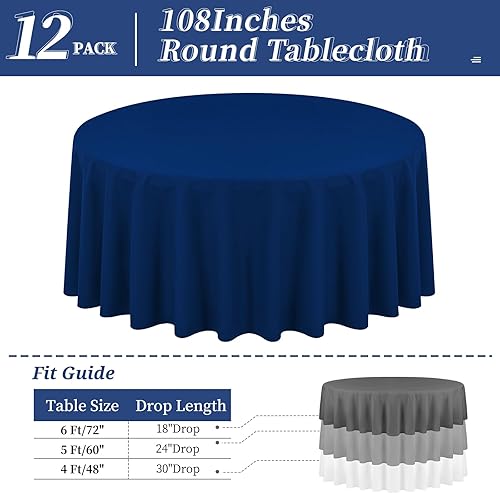 Miniatura 187 de Paquete de 4 manteles redondos blancos de 120 pulgadas – Mantel circular de poliéster para mesa redonda, resistente a las manchas y a las arrugas
