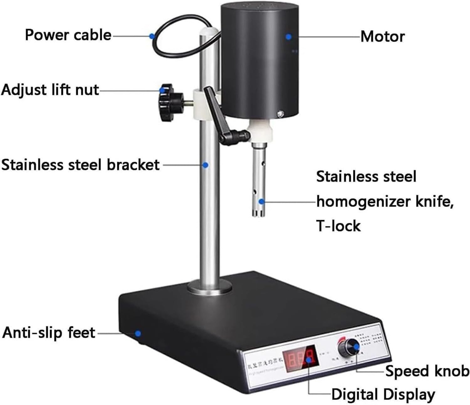 Einstellbarer Hochgeschwindigkeits-Homogenisator 220 V, Laboremulgator für Zelldispersion, 300-23000 U/min, effiziente Dispergierausrüstung für den Laborgebrauch