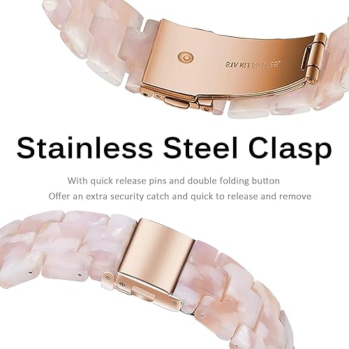 Miniatura 6 de Miimall Compatible con Fitbit Versa 3Sense, bandas de resina para mujeres y hombres, correa de repuesto de acero inoxidable súper ligera para Fitbit