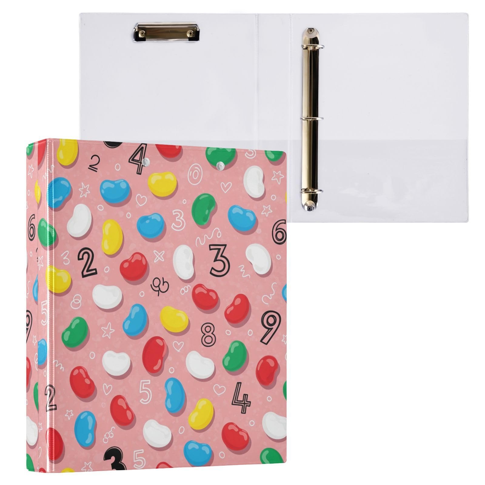 Carpeta de 3 anillos, carpeta colorida de anillos en D rosa caprichoso, paquete de 2 | Con portapapeles y bolsillos, para escuela, universidad, oficina