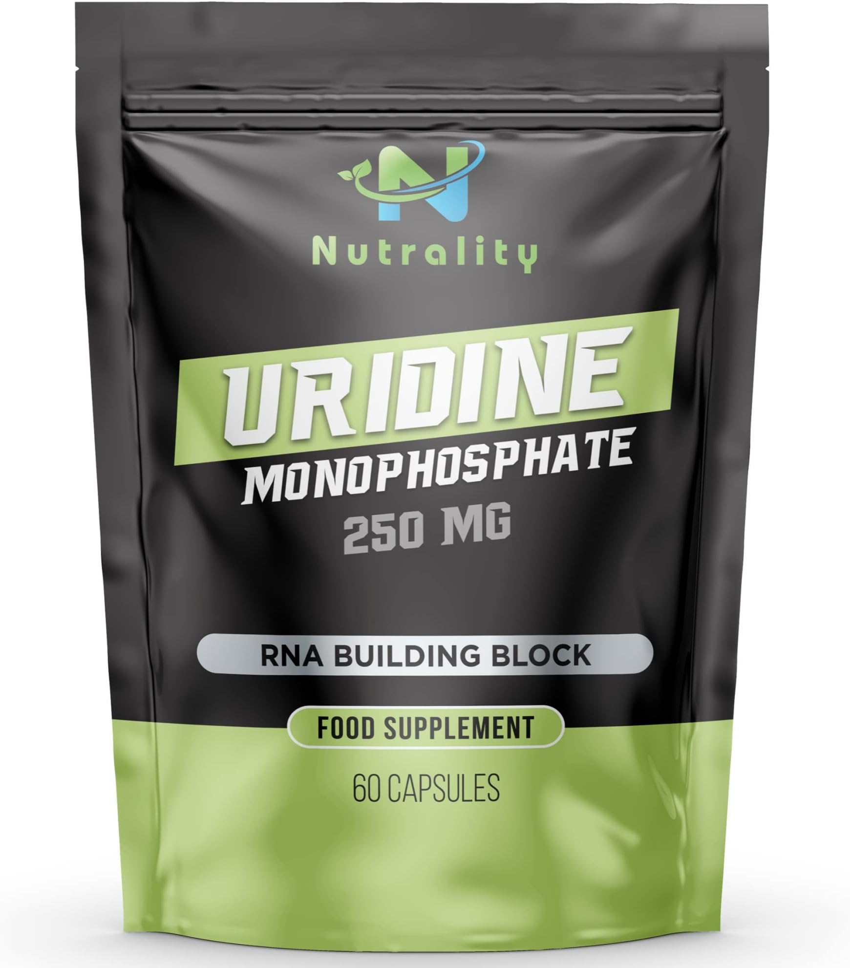 Uridine Monophosphate - 250mg Per Serving, 60 Capsules, 2-Month Supply - Bioavailable Nootropics Brain Supplement for Memory, Learning, Mood & Sleep Quality - Vegan