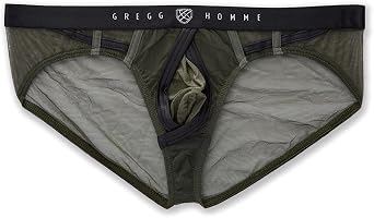 Gregg Homme Mens Erupt Enhancing Ring Mesh Brief, 140003, Khaki, L