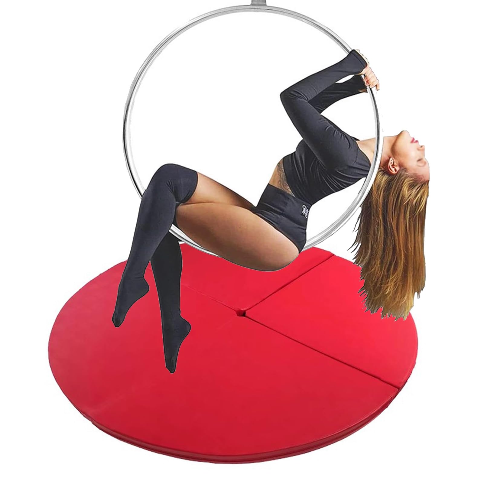Wjftoday Red Aerial Hoop Crash Mat - Folding Round Epe Foam Safety Pad For Pole Dance, Portable Exercise Cushion For Home Studio, 200Cm X 3Cm (78.7"X1.2")