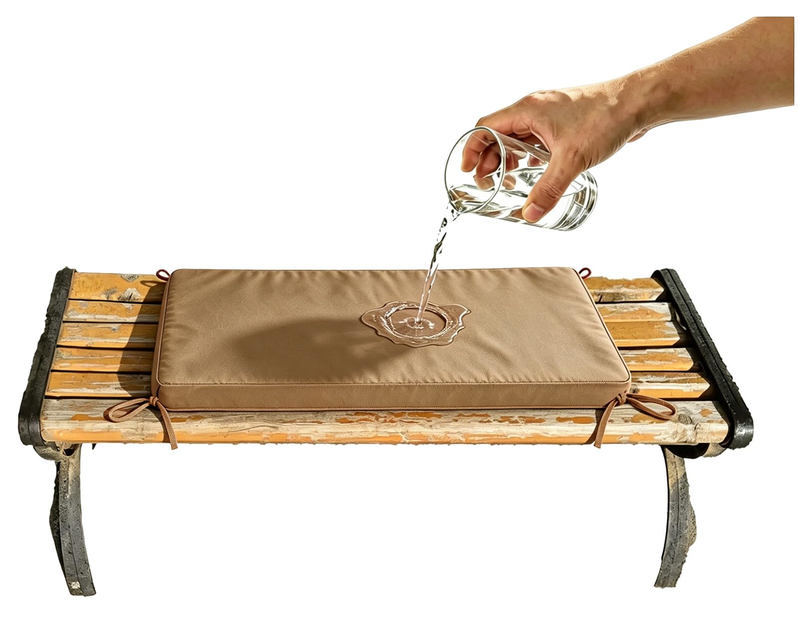 ILiemao Outdoor Swing Seat Cushions Waterproof 80% 5cm/1.9" Thick Outdoor Bench Cushion, Settee Couch Pads with Zipper Washable, Patio Swing Seat Cushion with Ties(Khaki,60x50 cm 24x20 in)