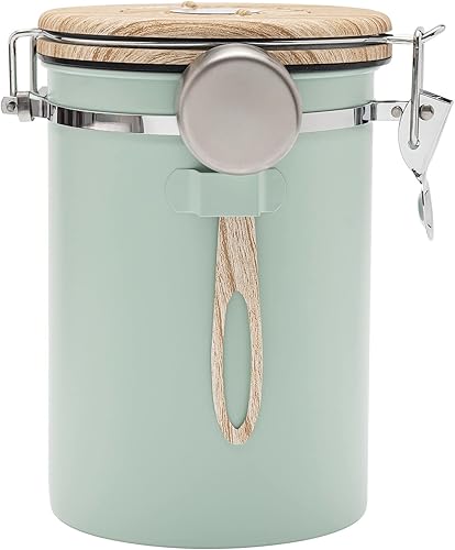 TEDSWAIT - Botes herméticos para café, recipiente de almacenamiento de granos de café con cuchara, rastreador de fecha y válvula de CO2, contenedor