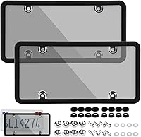 Wanheart Gray Framed Bubble License Plate Covers 2-Pack - Curved ABS Shields for 12x6 US Plates, Scratch & Weatherproof with Screws & Caps