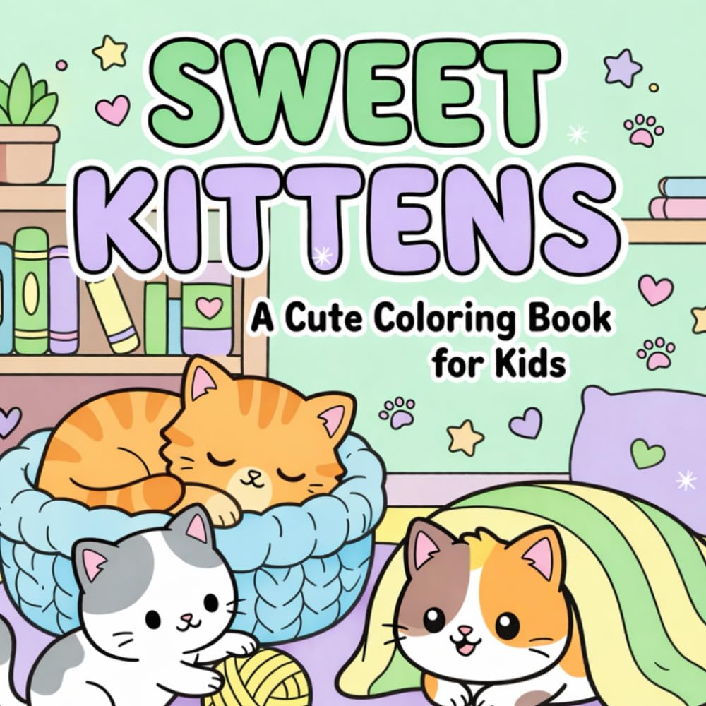 Sweet Kittens: 40+ Super Cute and Cozy Cat Illustrations for Stress Relief and Relaxation