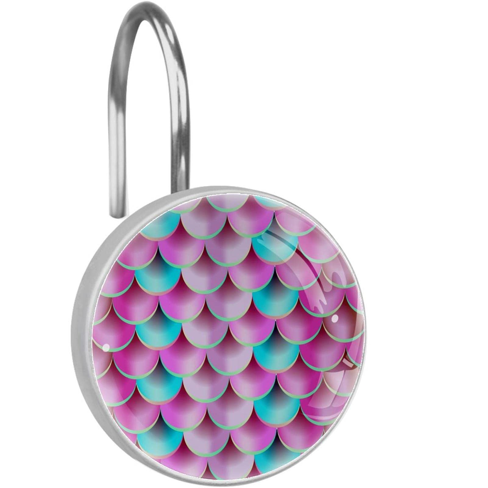 Crochets pour rideau de douche en acier inoxydable finition premium design écailles rose