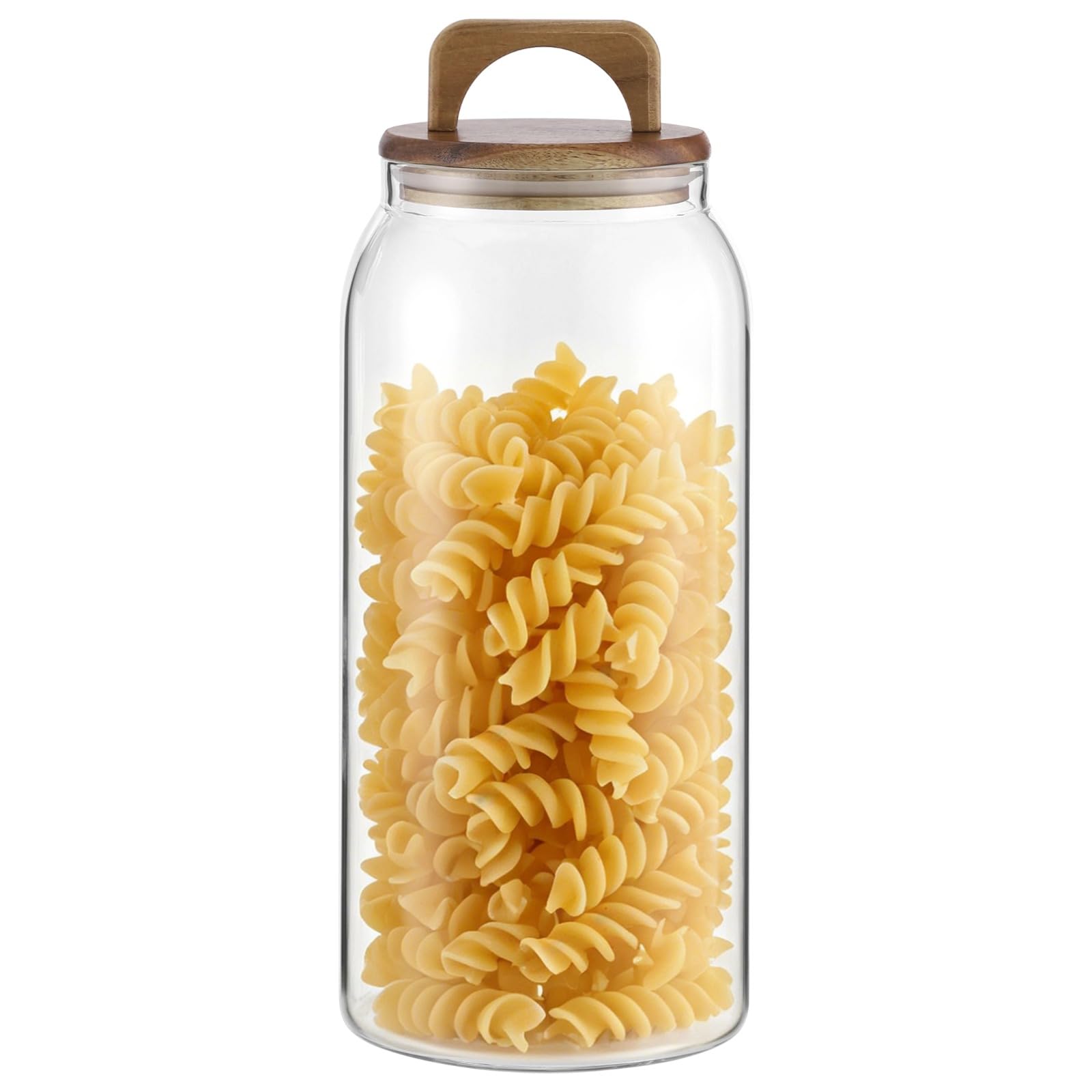 Glas Vorratsglas mit Akazienholzdeckel, 105 oz / 3100 ml großes transparentes Aufbewahrungsgefäß mit Silikonring, für Kaffee, Mehl, Zucker, Snacks, Trockenwaren