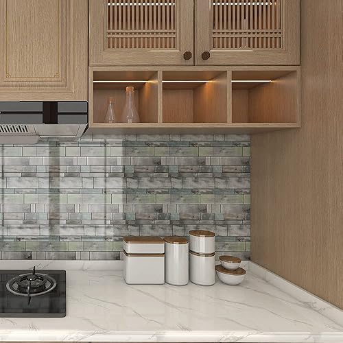Miniatura 3 de Pielik Azulejos de cocina de 10 hojas despegar y pegar resistentes al calor y al agua adhesivos texturizados autoadhesivos despegar y pegar azulejos