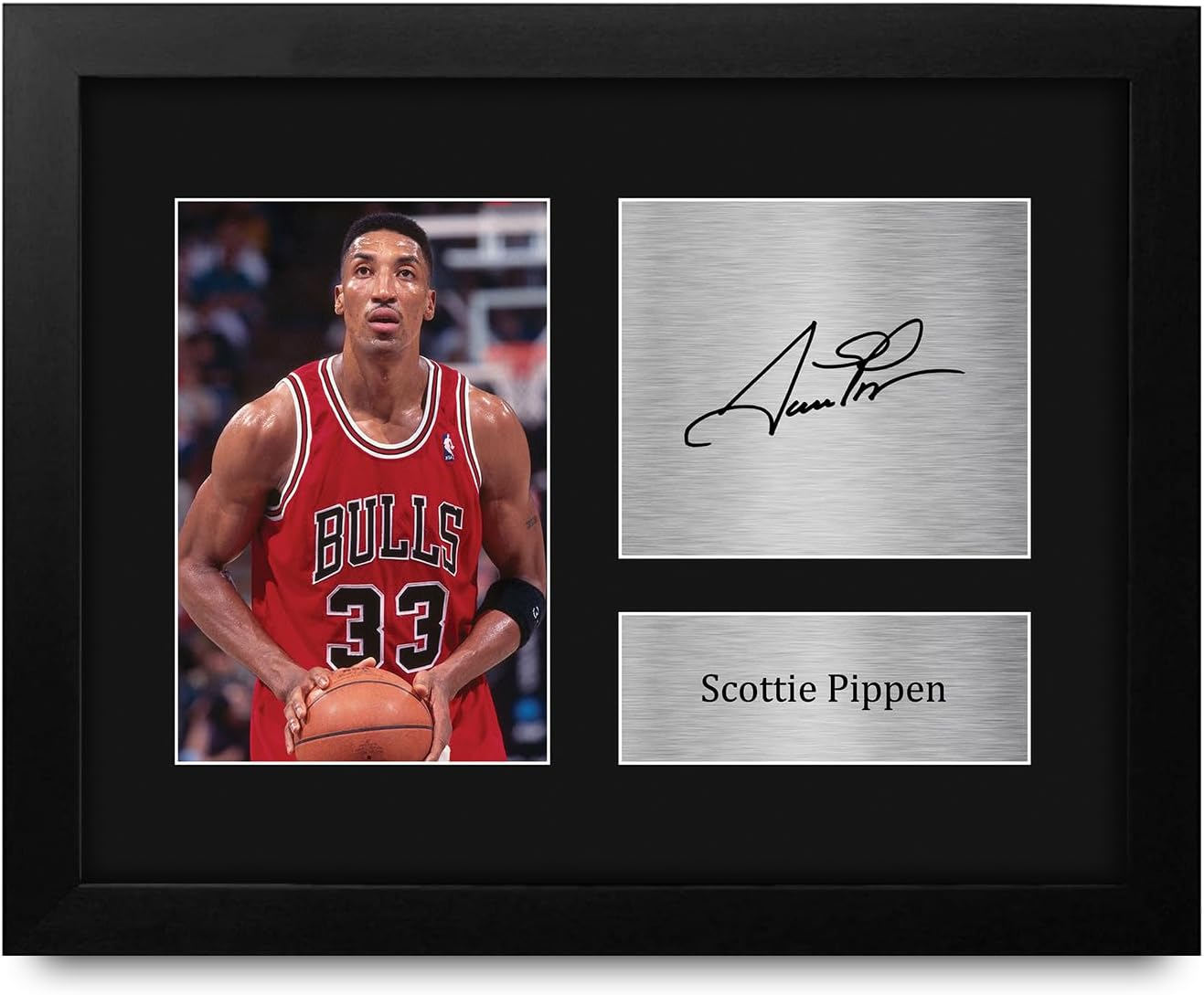 HWC Trading Scottie Pippen Chicago Bulls Framed Gifts Printed Signed Autograph Picture for Basketball Memorabilia Fans - US Letter Size
