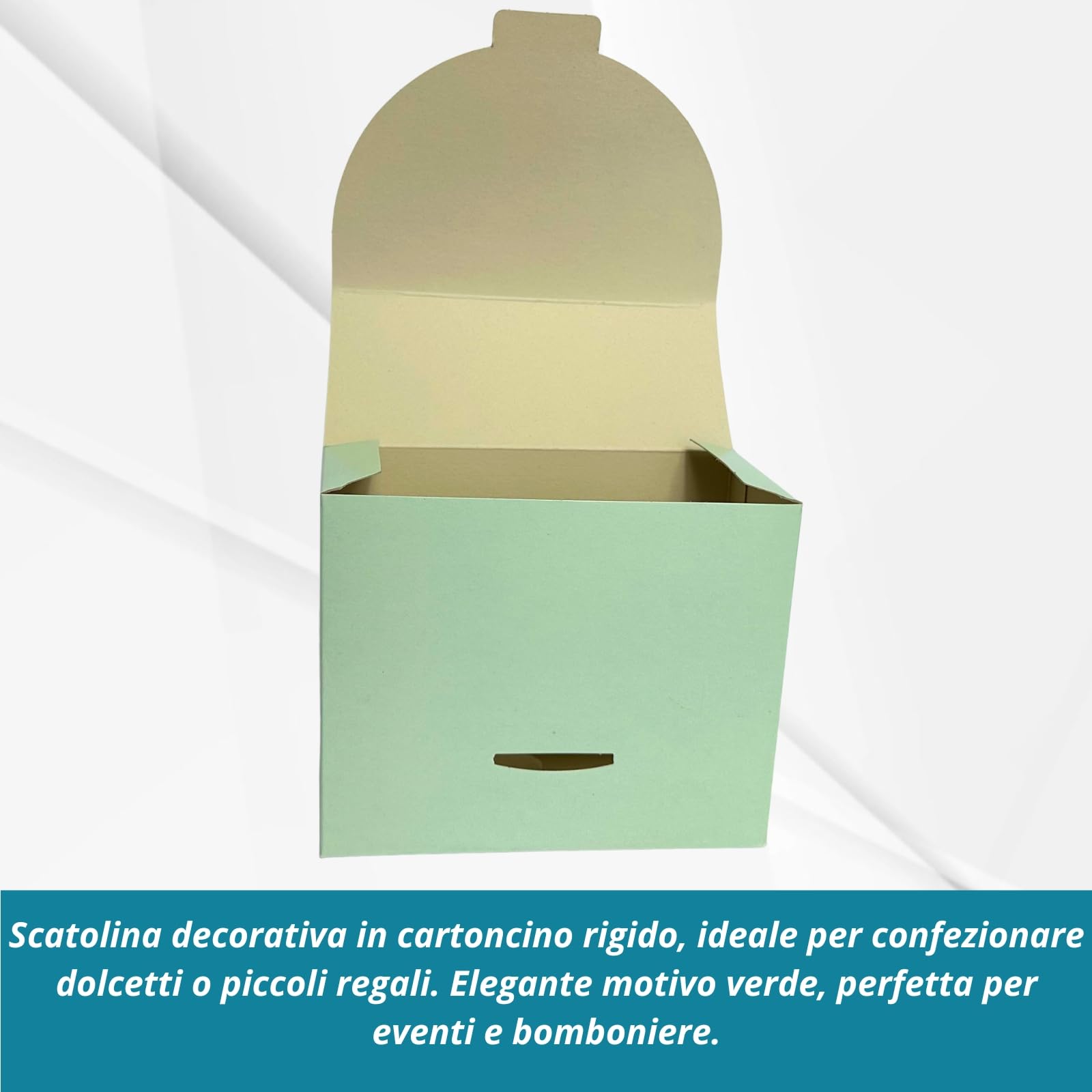 Debora Carlucci Scatole in Cartone Set 100 Pz Rettangolari 16x20x9 cm Verde Decorate Scatola con Coperchio Multiuso Ideale per Bomboniera,Feste,Eventi,Spedizione,Porta Oggetti
