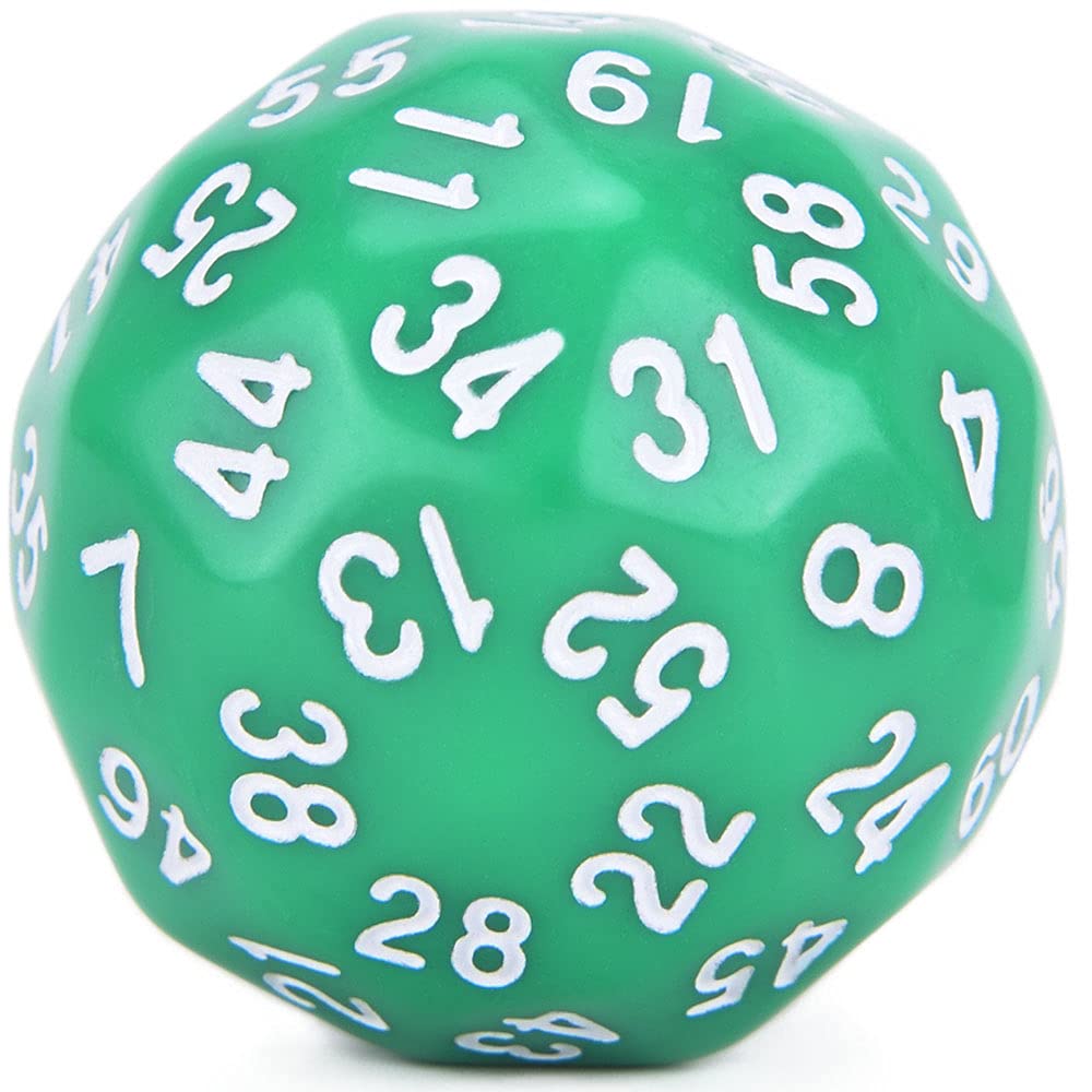 MURUI ZX D60 Polyhedral Dice Opaque Color Sixty Sided For Tabletop Role Playing Games DND Y212. (Color : Green w White ink)