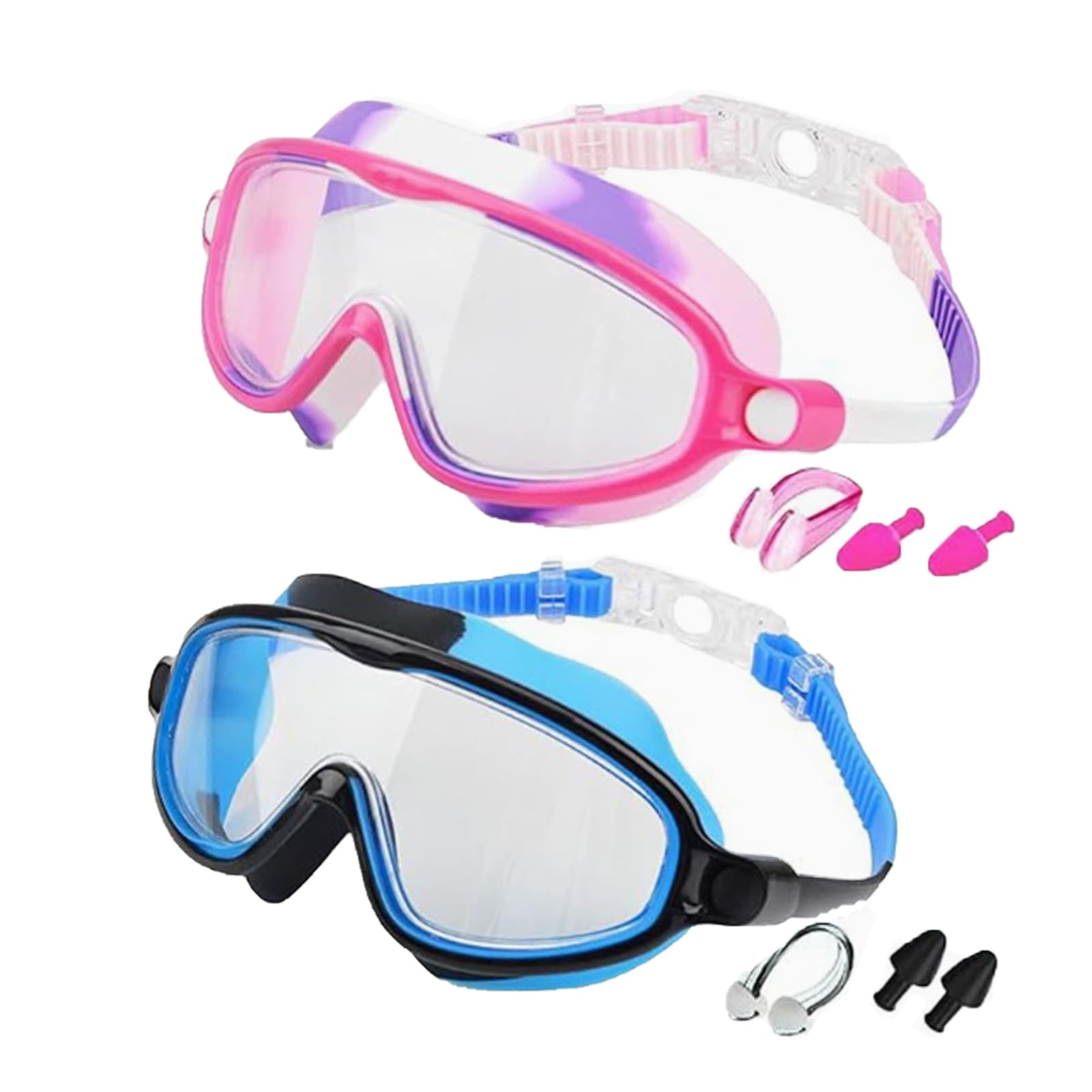 Alevez Tibatoes Goggles, with Nose Clip and Ear Plugs, No Leak Swim Goggles 2PCS (F)
