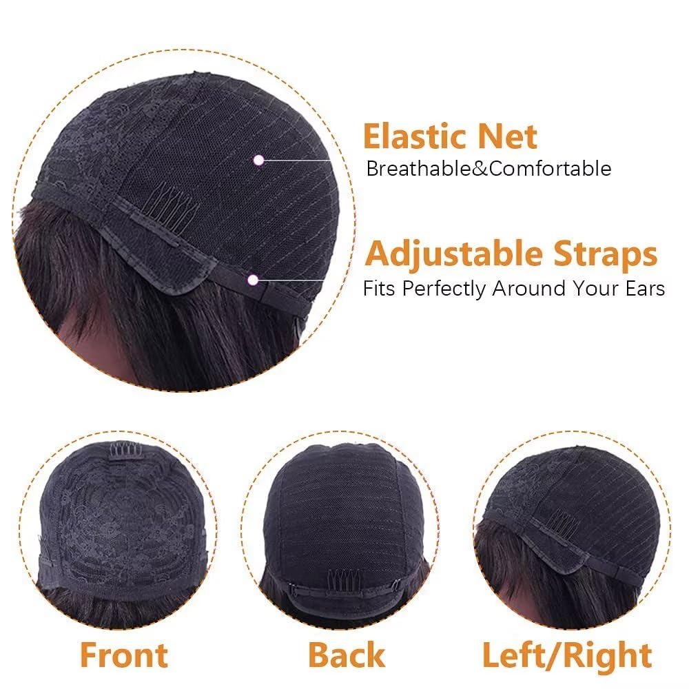 CLAROLAIR 22 Inch Straight Human Hair Wigs with Bangs None Lace Front Wigs Human Hair 150% Density Glueless Machine Made Brazilian Virgin Human Hair Wigs for Black Women Natural Color - Image 4