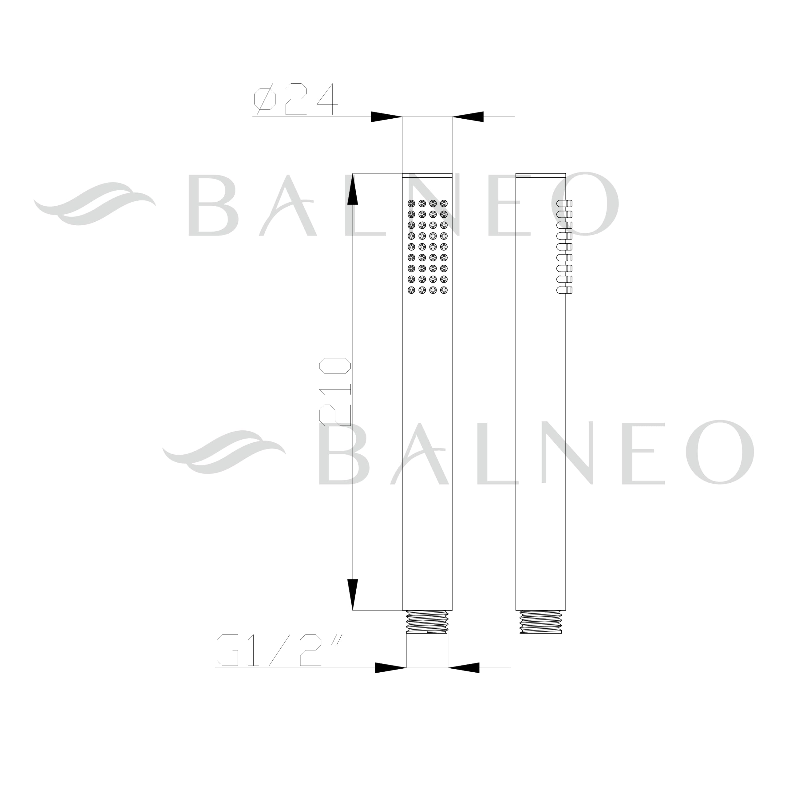 Soffione Doccia in Acciaio Inox AISI 304 – Doccetta con Design Sottile e Moderno – Attacco Universale 1/2" – Modello Cascade 1