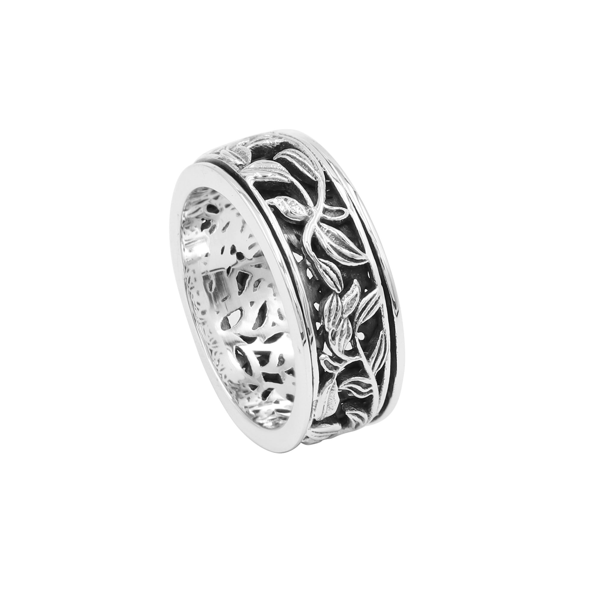 Anillo de plata de ley 925, anillo giratorio, anillo de ansiedad para mujeres, regalos de Navidad para mujeres, Plata de ley, Sin piedras preciosas