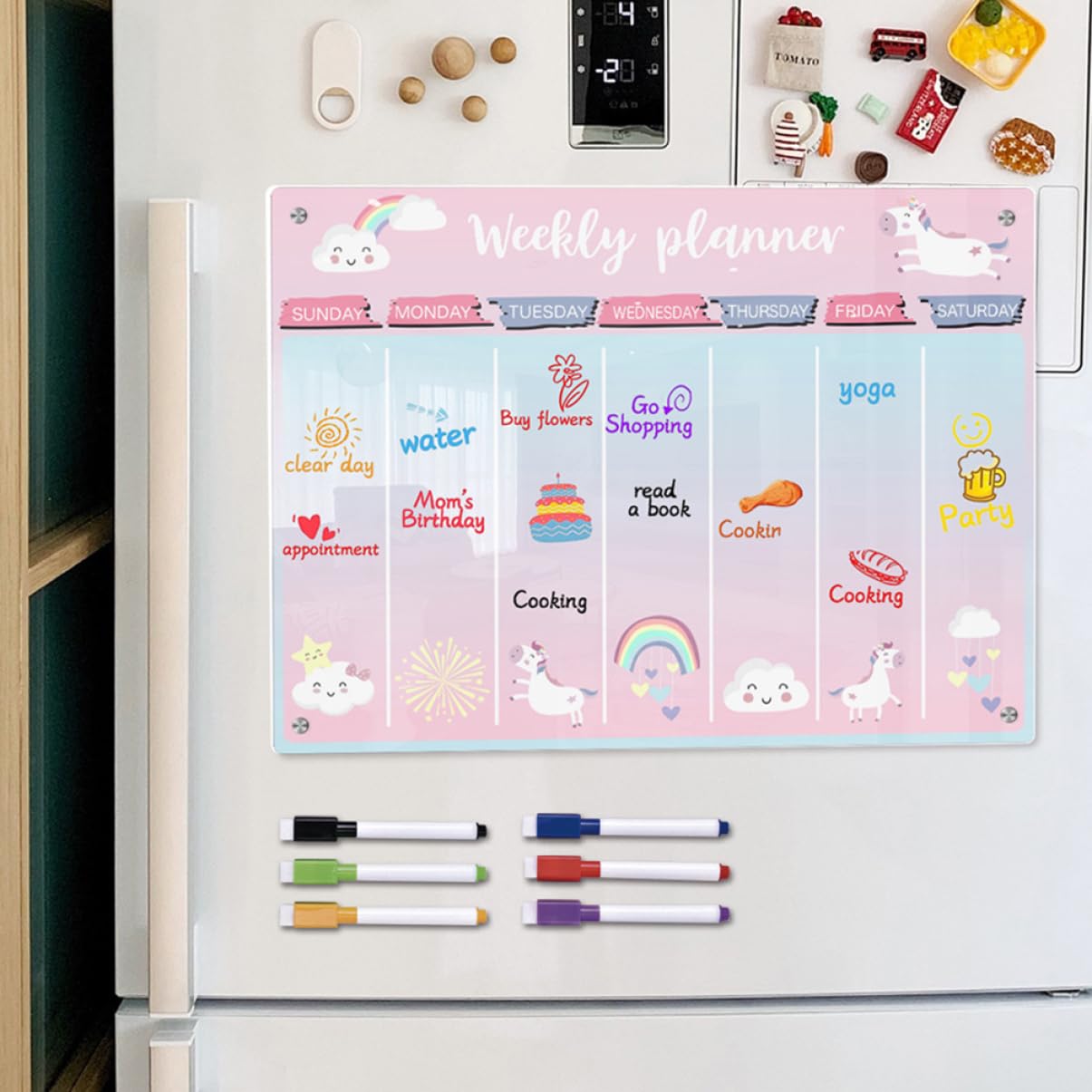 Operitacx Acryltafel Für Kühlschrank Magnetische Wochenplanungstafel Abwischbare Tafel Für Organisation Einfache Planungstafel Für Alltag