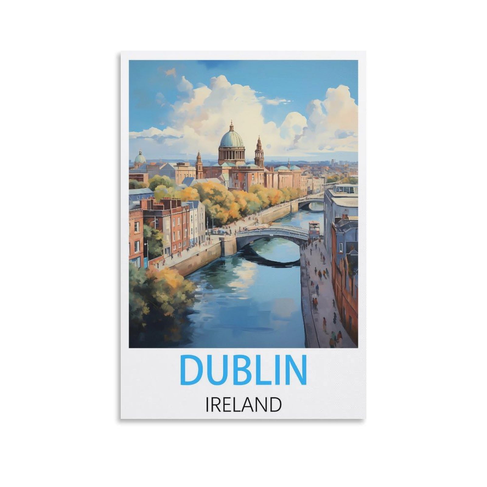 EZMLFA 5D Diamond Art Kits for Beginner,Dublin Irelands Crystal Rhinestone Embroidery Craft Kits for Home Wall Decor Gifts, 40x40cm