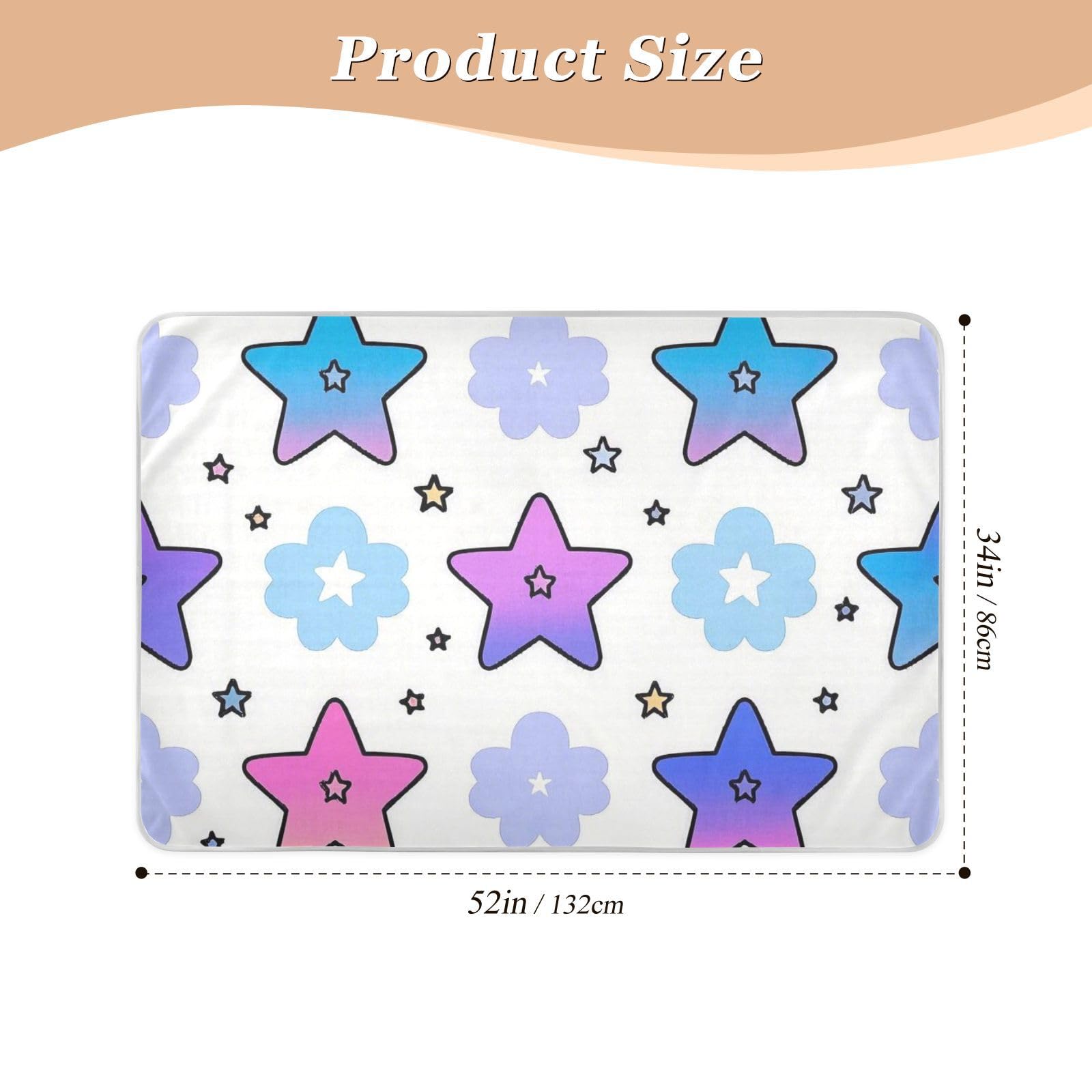 Colorful Stars Training Pee Pads for Kids Waterproof Washable Diaper Changing Pad Breathable Pad Liner for Toddler Kids , 52