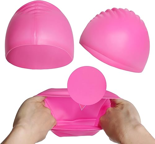 Miniatura 5 de Gorro de natación para niños y niñas, gorro de natación de silicona para cabello corto con gafas de natación y clip para la nariz, gorras de baño