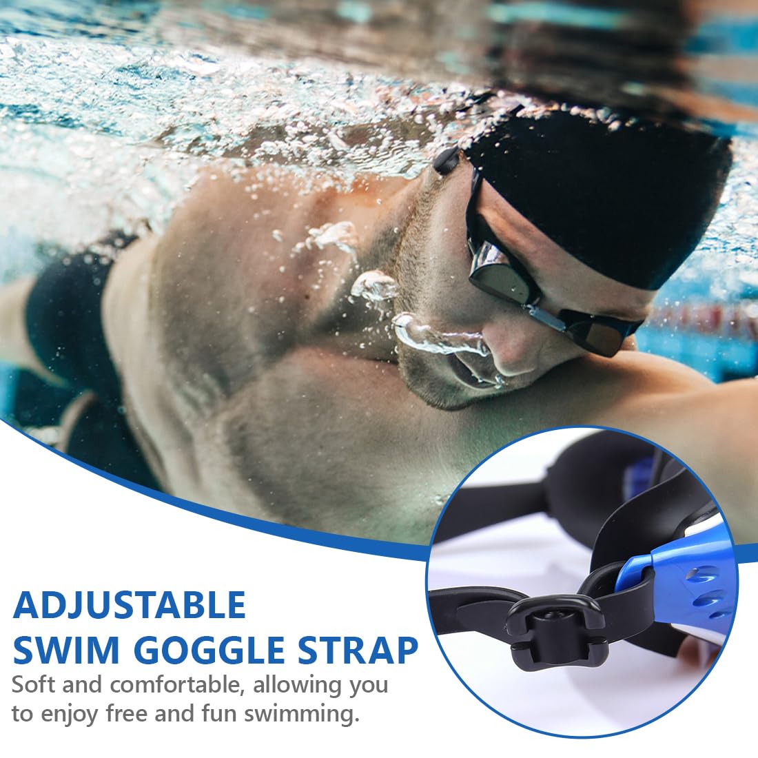 2 Piezas Correa de Silicona para Máscara de Buceo, Banda Ajustable para Gafas de Buceo y Snorkel, Alta Elasticidad, Ideal para Buceo y Natación (Negro)