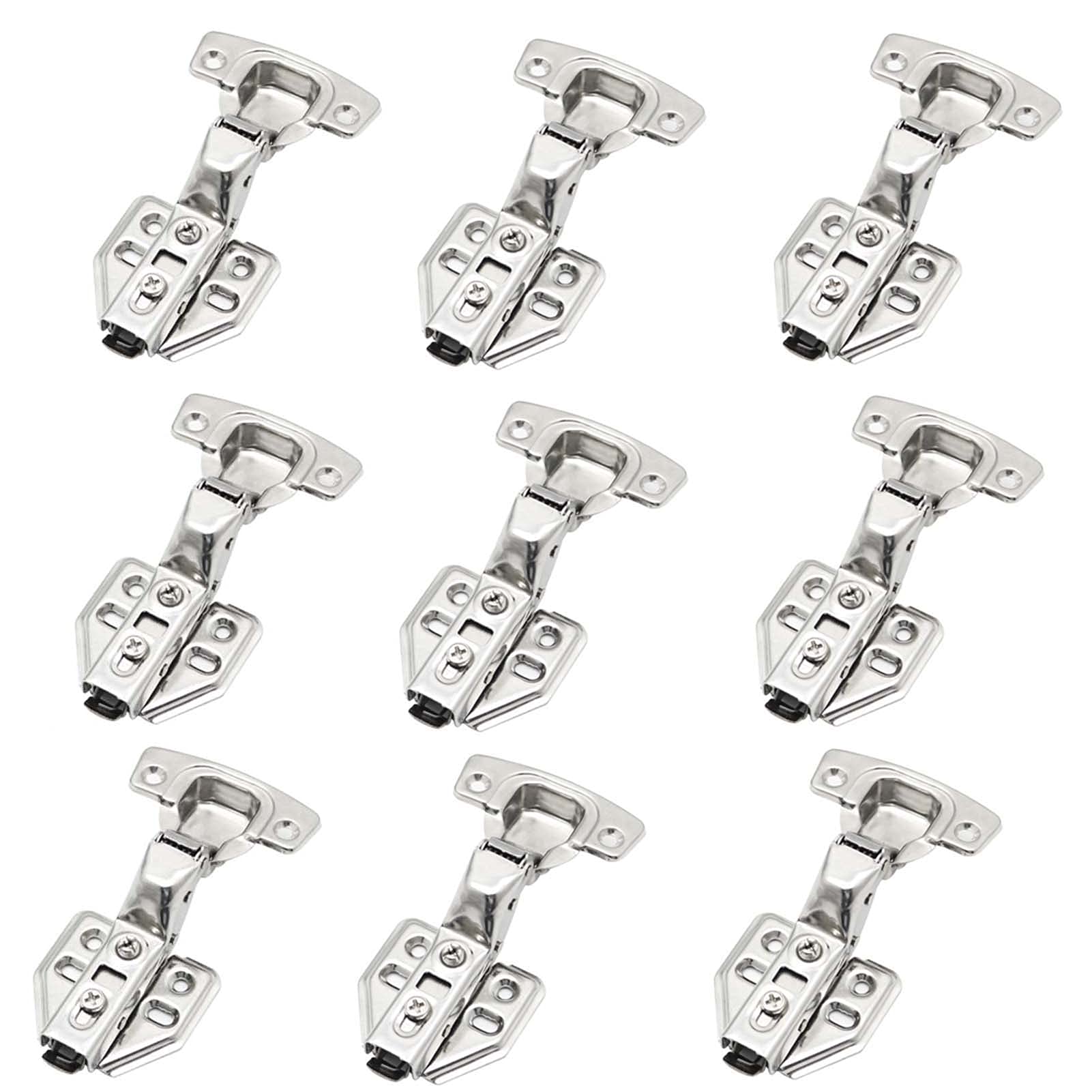 9Pcs Cabinet Hinges, Mute Hydraulic Hinge with Soft Close System Slow Shut Clip-On Plate 35Mm for Wood Furniture Shelves,Big Bend