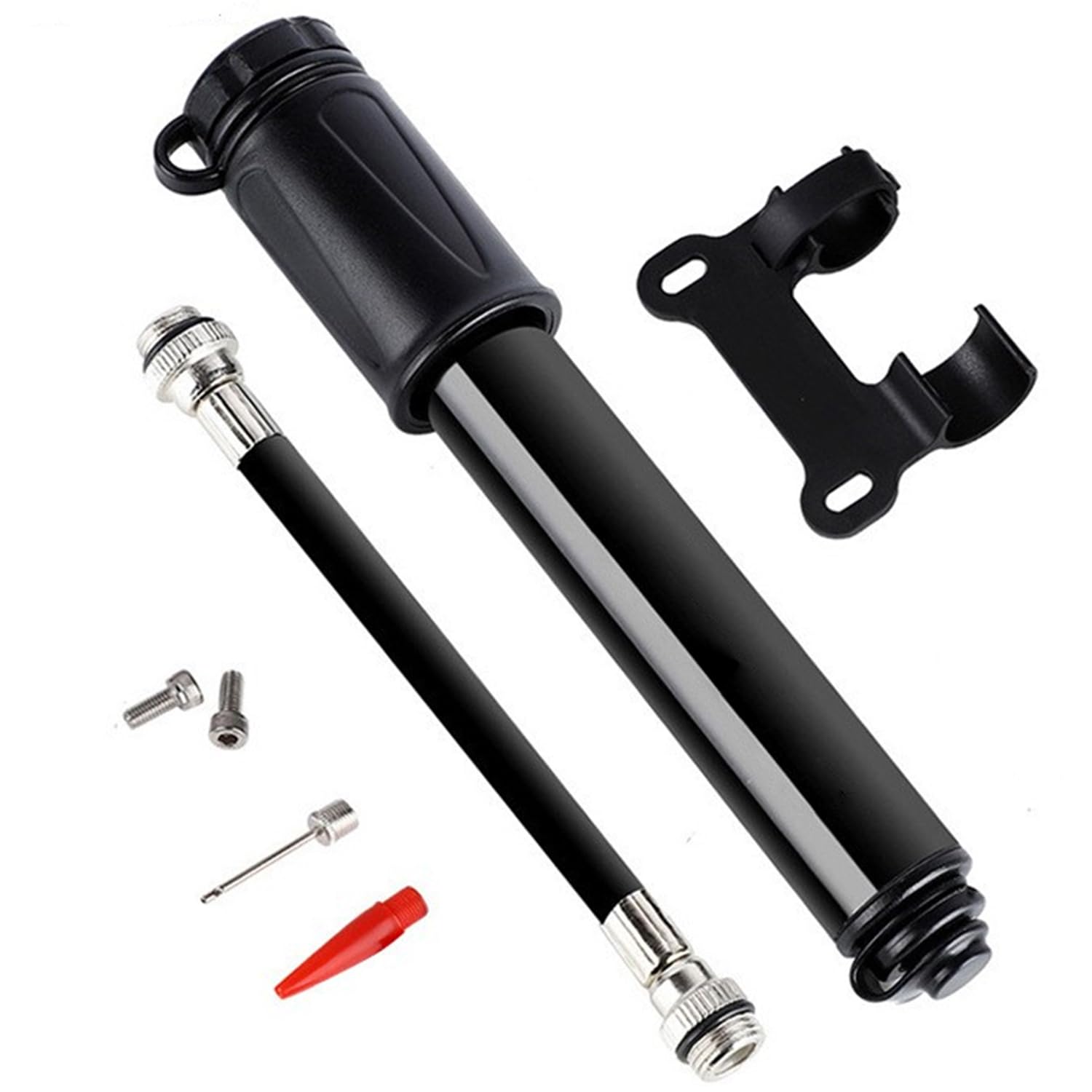 Bike Pump, Mini Bike Pump Bicycle Pump with Needle and Frame Mount Perfect for Bikes with Schrader Valve or Presta Valve, for Balloon Swim Ring Basketball