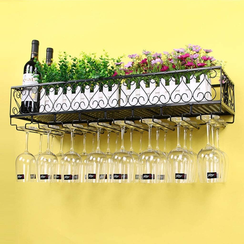 Étagère à bouteilles de plafond 30x25cm pour 9 bouteilles et verres